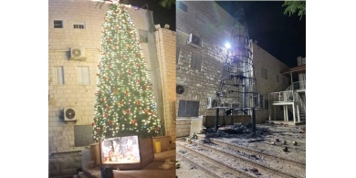 الأجهزة الأمنية تقبض على 3 اشخاص أقدموا على حرق شجرة الميلاد في كنيسة دير اللاتين بمدينة جنين 