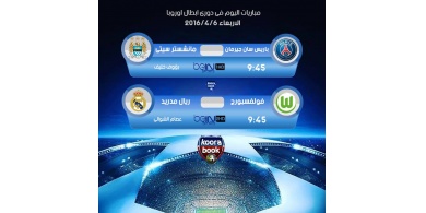 شاهد- بث مباشر لمباراة ريال مدريد وفولفسبورغ -وباريس سان جرمان ومانشستر سيتي