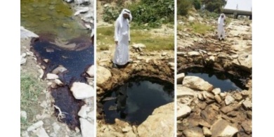 سعودي يُفاجأ بانفجار نبع من النفط قرب منزله &ndash; فيديو