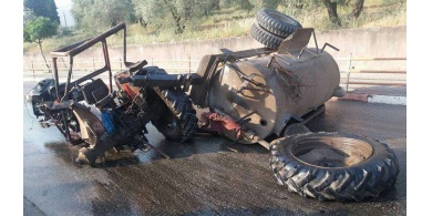 العناية الإلهية تنقذ سائق جرار زراعي بعد انقلابه جنوب جنين