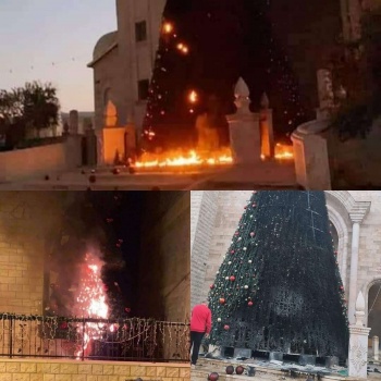إضرام النار في شجرتي الميلاد بمدينة سخنين داخل أراضي ال48