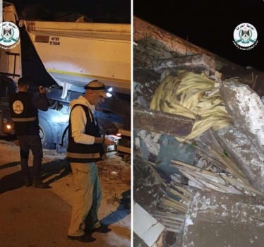 قلقيلية: ضبط شاحنتين محملتين بـ60 طن نفايات قادمتين من إسرائيل