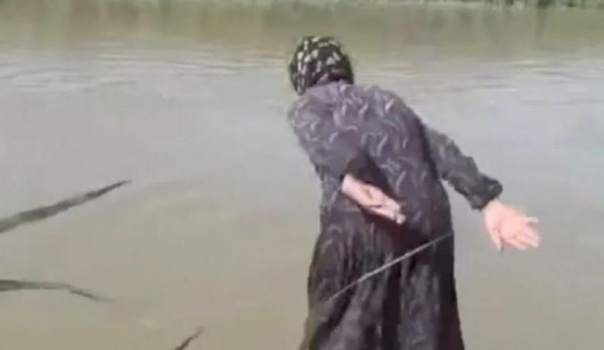 بالصورة.. مسنّة سورية تسبح بمهارة وتنقذ غرقى الفرات