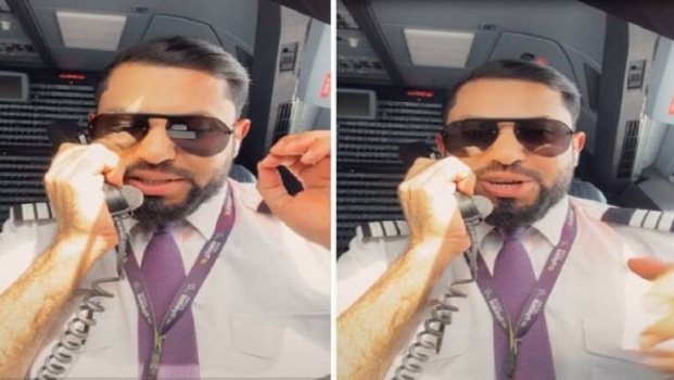 طيار سعودي يوثق أول رحلة طيران له ويلقي قصيدة على الركاب من قمرة القيادة