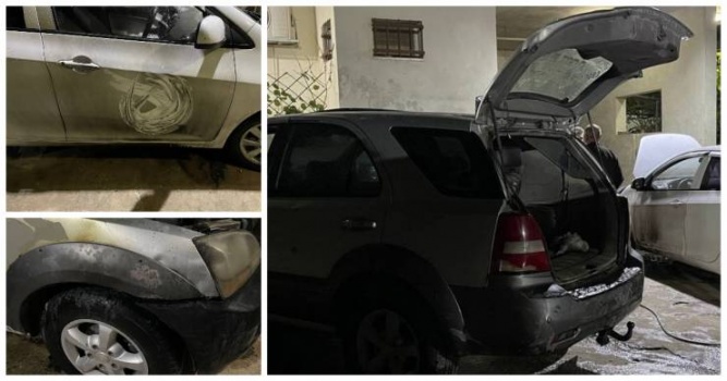 مستوطنون يحرقون 3 مركبات في عوريف جنوب نابلس