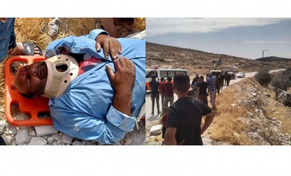 إصابة مواطن جراء انقلاب مركبته أثناء مطاردته من قبل الاحتلال جنوب الخليل