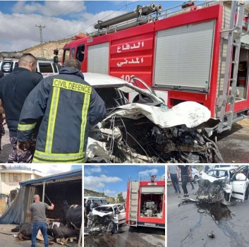 الدفاع المدني يخلي اربع اصابات متفاوتة بحادث سير على المدخل الجنوبي لجنين