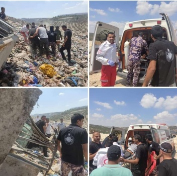 إصابة سائق جرافة إثر إنقلابها أثناء عمله في مكب زهرة الفنجان جنوب جنين