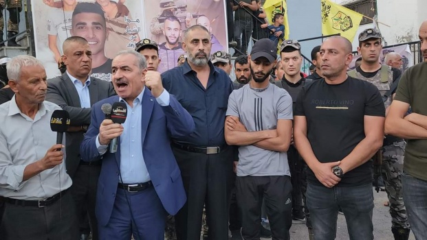 اشتية: دماء الشهداء وعتمة السجون لن تذهب سدى وجنين سطّرت الوحدة الوطنية على الأرض