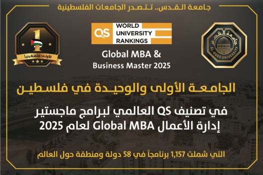 جامعة القدس تدخل تصنيف QS العالمي لبرامج ماجستير إدارة الأعمال Global MBA للعام 2025
