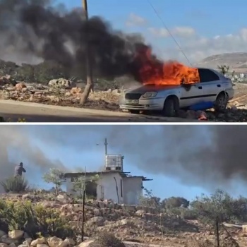 مستعمرون يهاجمون منازل ويحرقون مركبات وغرفا زراعية في بيت فوريك شرق نابلس