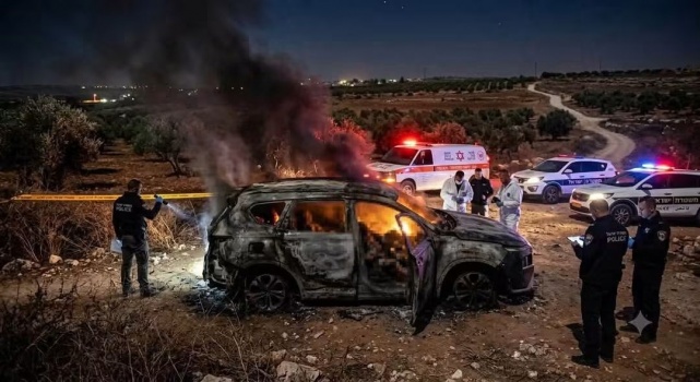 جريمة مروعة...مقتل 3 أشخاص حرقاَ داخل سيارة قرب باقة الغربية 