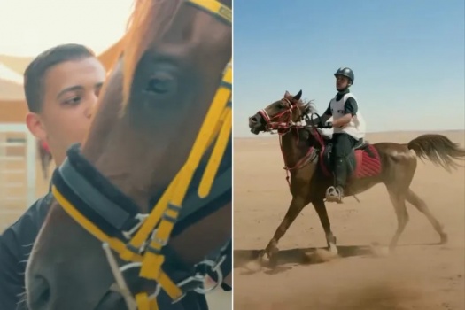 سيف الحق.. حكاية طفل نجا من فظائع الحرب بغزة ليصبح فارسا بميادين الأردن

