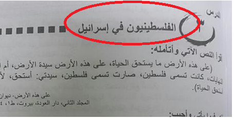 صور / احد العناوين في كتاب الوطنية للصف التاسع " الفلسطينيون في اسرائيل "