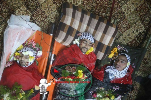 تشييع جثامين 3 شهداء في مخيم قلنديا
