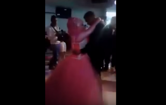 فيديو| عريس يسقط بعروسه أثناء الرقص معها!!