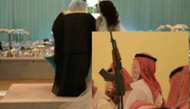 أقارب فتاة يرفعون الأسلحة لمنع ذهابها مع زوجها ليلة زفافها !!