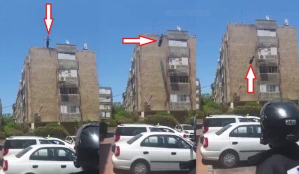 فيديو| لحظة انتحار مستوطن من فوق عمارة بتل أبيب!