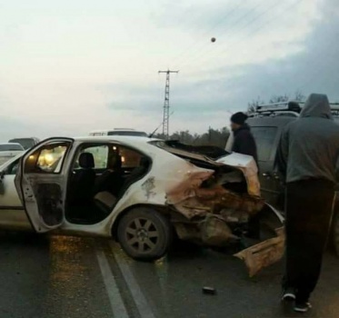 ست اصابات اثر حادث تصادم مركبتين قرب بلدة يعبد جنوب جنين