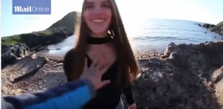 فيديو مروّع... شاب يخدع حبيبته ويدفعها من فوق جرف صخري أثناء تصويرها!