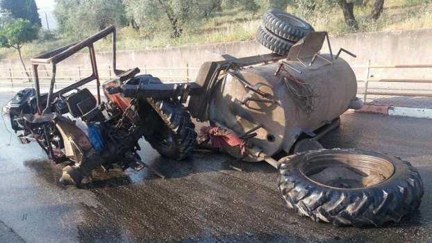 العناية الإلهية تنقذ سائق جرار زراعي بعد انقلابه جنوب جنين