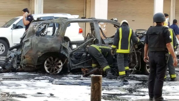 بالفيديو ..السعودية.. انفجار سيارة محملة بالمتفجرات في القطيف