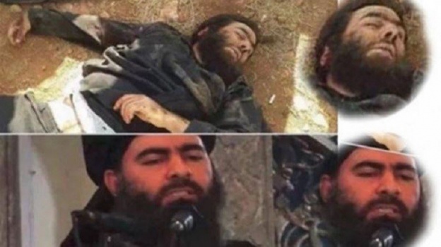 شاهد: قيادي داعشي ينعي البغدادي وآخرون ينشرون صور جثته