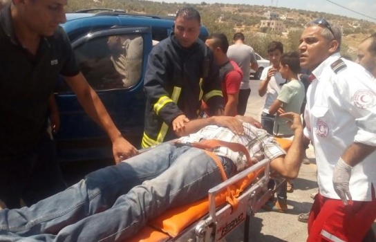 اصابات بحادث تصادم مركبتين في بلدة السيلة الحارثية غرب جنين
