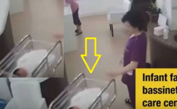فيديو مروع... إهمال ممرضة يتسبب في سقوط طفل حديث الولادة!