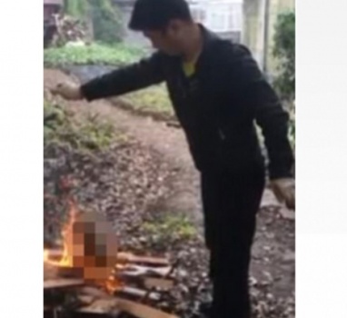 صور| رجل يحرق كلباً حياً وهذا ما فعله!