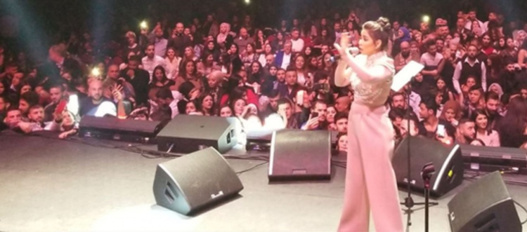 شاهد.. شيرين تركل رجل أمن في حفل بالسويد