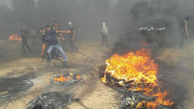 56 اصابة برصاص الاحتلال على حدود غزة