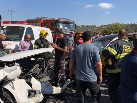 32 إصابة11 منها خطيرة جدا في ثلاثة حوادث برام الله وجنين