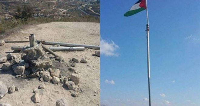 الاحتلال يزيل العلم الفلسطيني من سبسطية