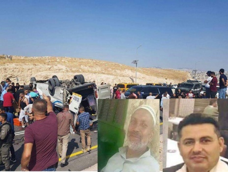 صور وفيديو..مصرع مواطنين وإصابة 15 من عائلة واحدة بانقلاب حافلة شرق القدس