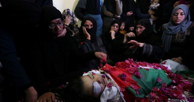 بالصور..تشييع جثمان الشهيد الطفل أبوعابد في غزة