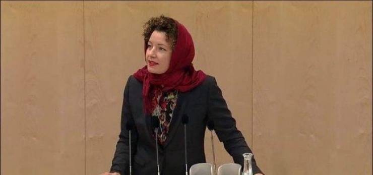 فيديو| نائبة نمساوية ترتدي الحجاب بالبرلمان