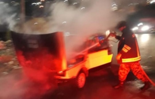 إخماد حريق مركبة في بلدة السيلة الحارثية غرب جنين