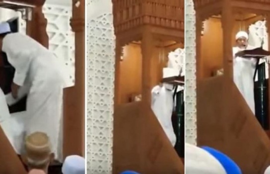 شاهد الفيديو .. وفاة خطيب أثناء إلقائه خطبة الجمعة على المنبر!