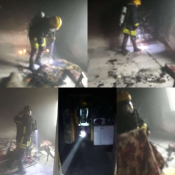 صور..إصابة ثلاثة مواطنين في حريق منزل شمال غرب الخليل