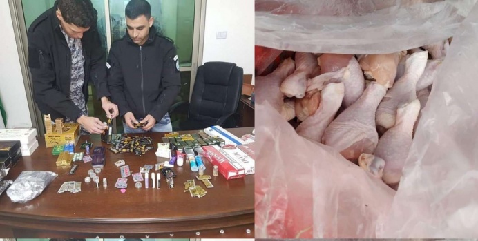 الضابطة الجمركية تضبط كمية دجاج فاسد ومنشطات جنسية ودخان أجنبي ممنوع من التداول في أريحا ونابلس