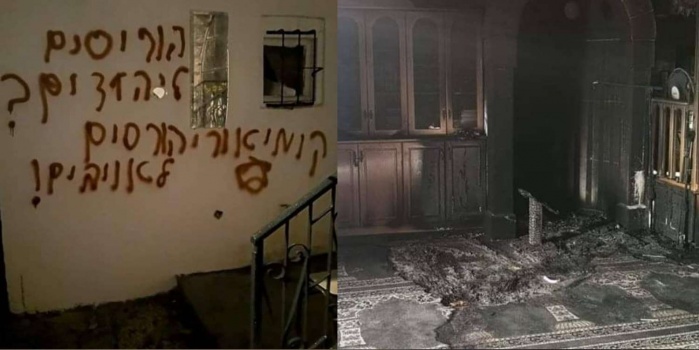 إرهابيون يهود يضرمون النار بمسجد في بيت صفافا