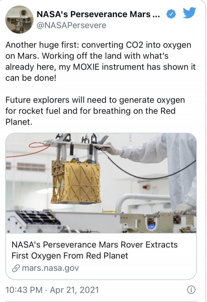 "ناسا" تستخرج غاز أكسجين يمكن تنفسه من الغلاف الجوي للمريخ