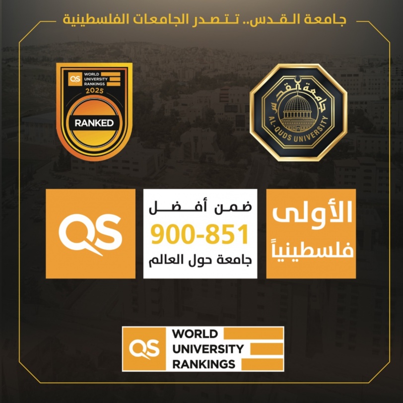 جامعة القدس الأولى فلسطينيًا في تصنيف QS العالمي للعام 2025: أول جامعة فلسطينية تدخل فئة أفضل 851-900 جامعة حول العالم