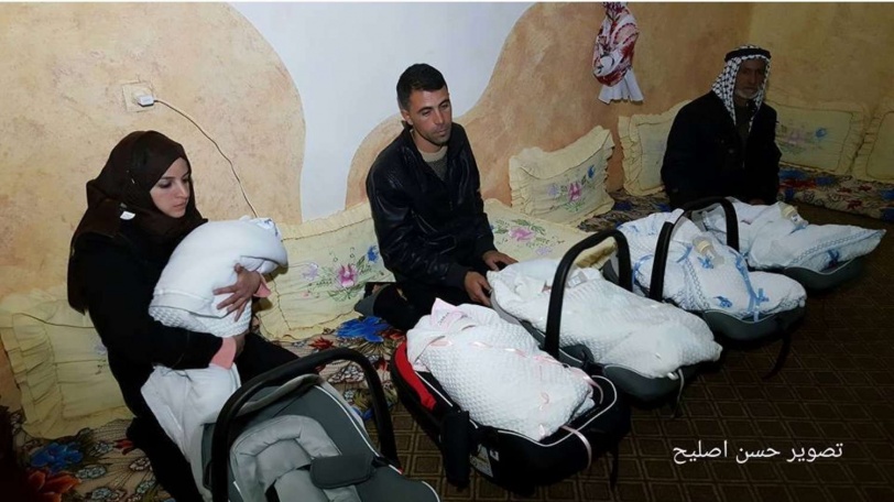 شاهد بالفيديو: بعد 9 سنوات ...فلسطيني يرزقه الله خمسة توائم دفعة واحدة