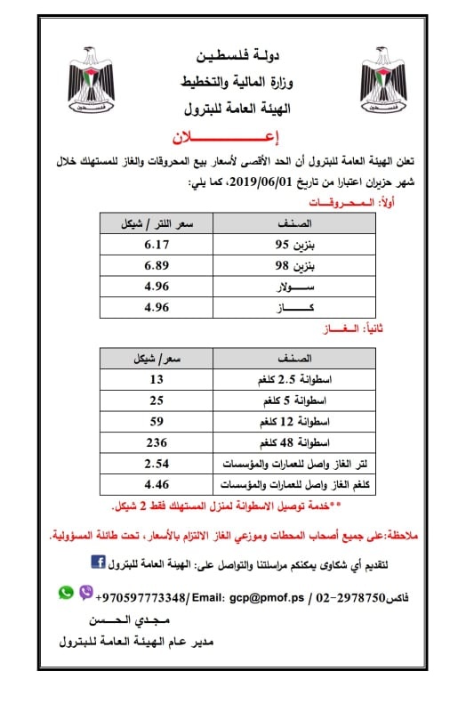المالية تحدد أسعار المحروقات لشهر حزيران
