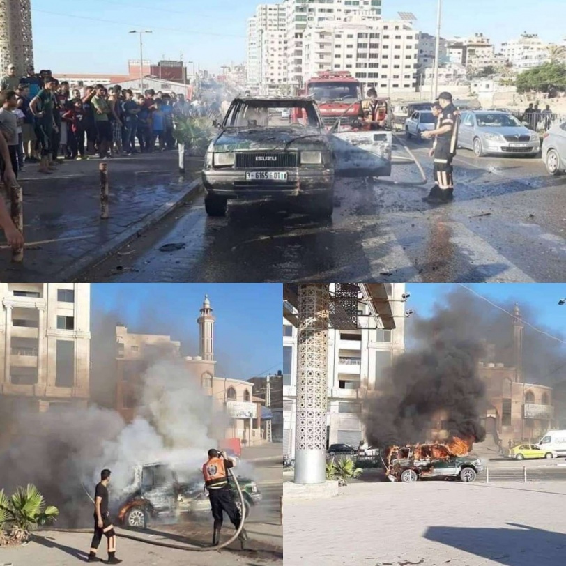 حدث في غزة..سائق يحرق سيارته بسبب مخالفة..والشرطة توضح